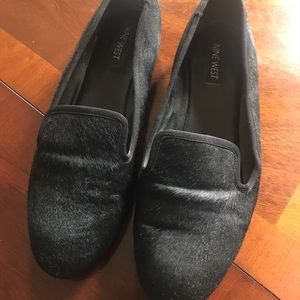 Nine West faux calf hair “smoking slippers”